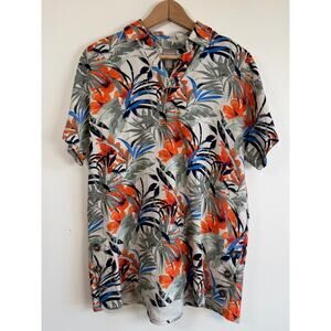 Chico's Multicolor Rayon Linen Tropical Floral Blouse Top Size 0 Coastal Resort